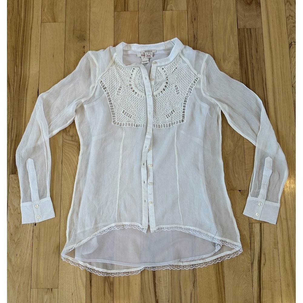 Sundance Women's Ivory Blouse Lace Cottagecore Boho Blouse‎ Fairy Small 2 Piece